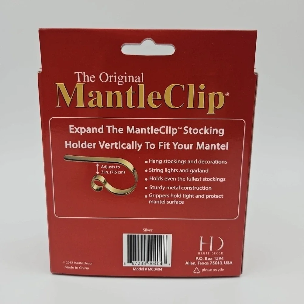 The Original Mantle Clip Chrome Finish Christmas Stocking Hangers 4‎ Pack New